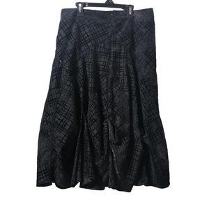 Vintage black skirt with velvet plaid detailing